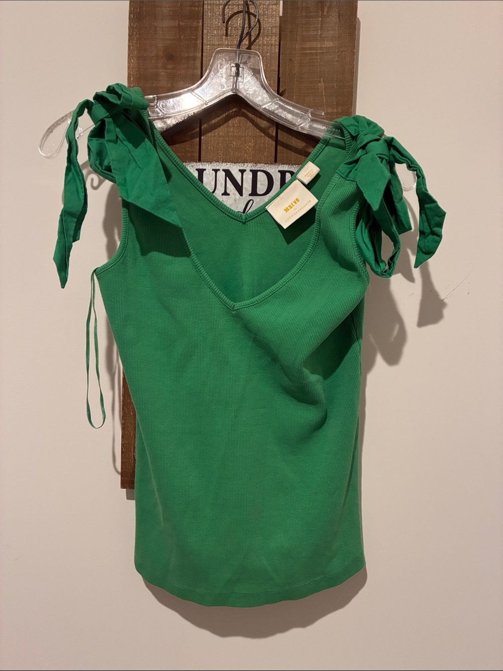 Maeve Emerald Green Tie-Shoulder Tank